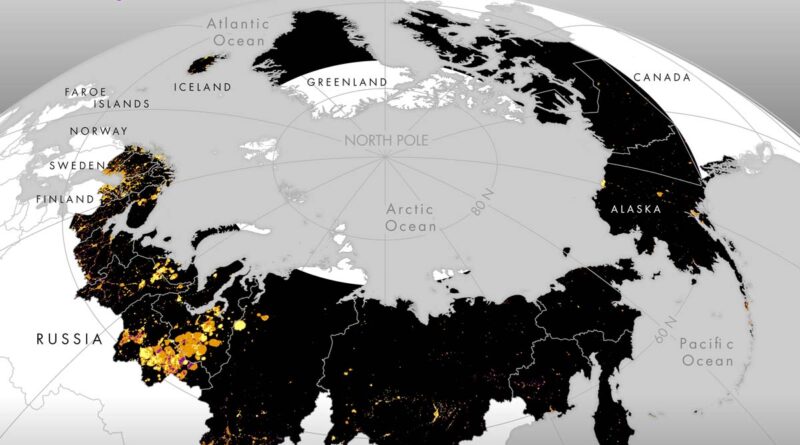 Arktische Karte der lichtemittierenden menschlichen Aktivität