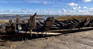 Ostsee-Sturm spült altes Schiffswrack an die Küste